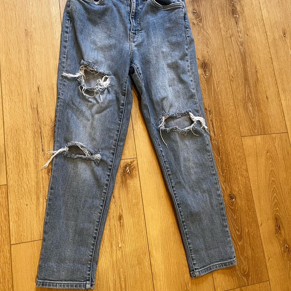 Distressed Blue Jeans